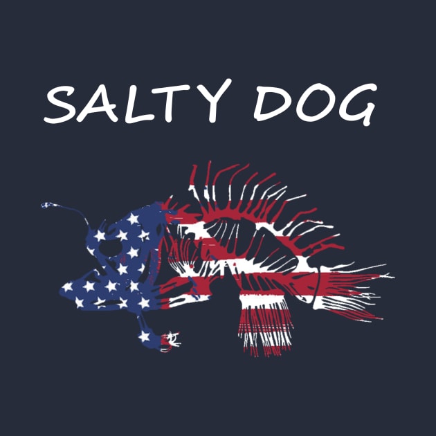 Salty Dog Painted American Flag Deep Sea Angler Skeleton by Sneek661