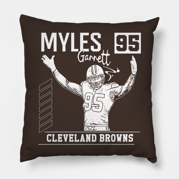 Myles garrett || Cleveland browns || White retro Pillow by Aloenalone