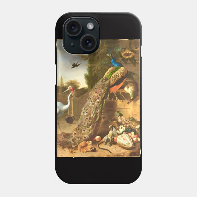 Peacocks by Melchior d'Hondecoeter (digitally enhanced) Phone Case by Amanda1775