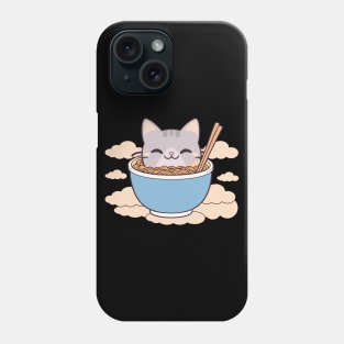 cute cat eats Bowl of ramen cuteness enthusiasts Phone Case