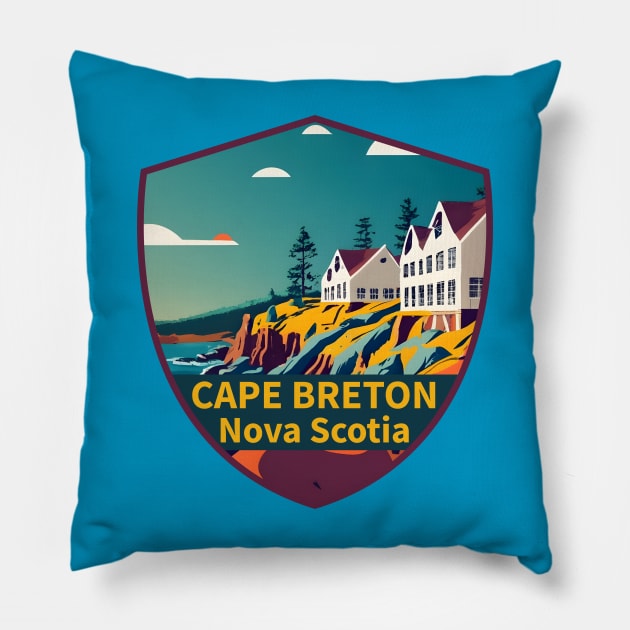 Cape Breton Highlands Nova Scotia Pillow by RetroColors