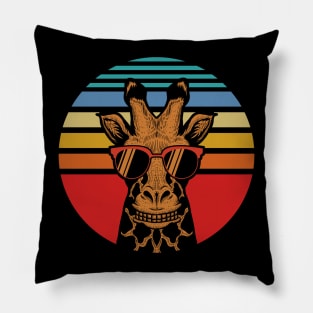 Retro Giraffe with Sunglasses at Sunset Pillow