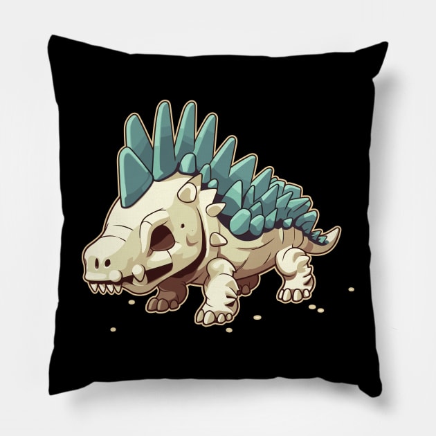 Scary Chibi Stegosaurus Isometric Dinosaur monster Pillow by DanielLiamGill