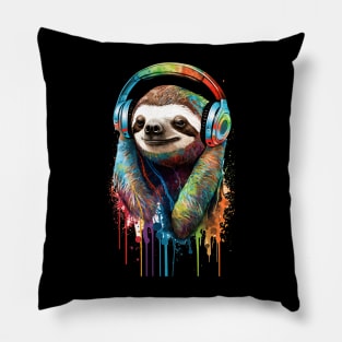 Sloth Painting in Colors Pillow