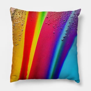 Liquid Colors Flowing Infinitely - Heavy Texture Swirling Thick Wet Paint - Abstract Inspirational Rainbow Drips Pillow