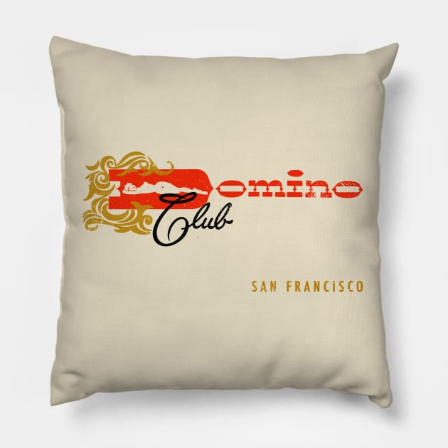 Retro Vintage Domino Club San Francisco California Pillow by StudioPM71