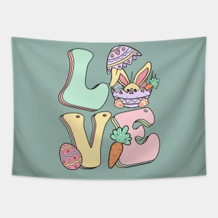 Love Easter Bunny Eggs Cute Colorful Holiday 2024 Tapestry