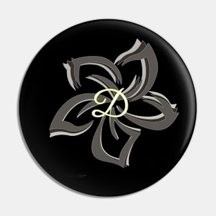 The letter D on a tribal plumeria Pin