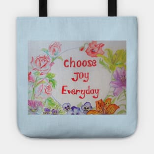 Shabby Chic Flowers - Choose Joy Inspirational Saying Tote