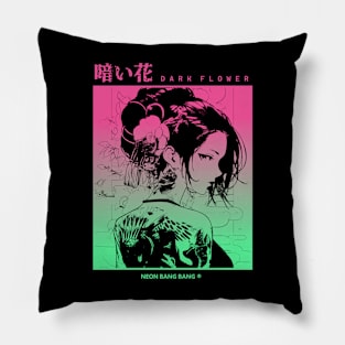 "Dark Flower" Cyberpunk Aesthetic Vaporwave Anime Manga Girl Japanese Streetwear Pillow