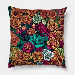 Colorful Roses Pattern design #1 Pillow