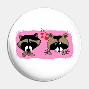 Original design lovers raccoons Pin