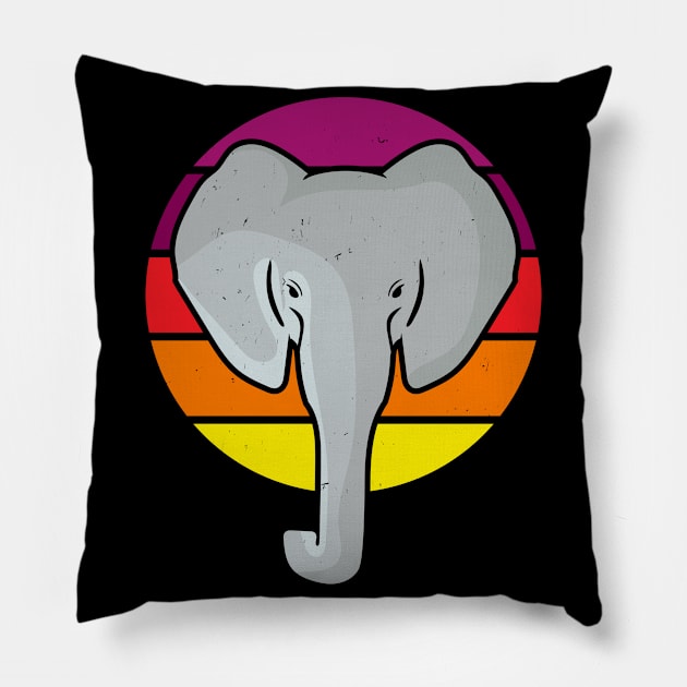 Elephant Vintage Retro Africa Animals Pillow by Foxxy Merch