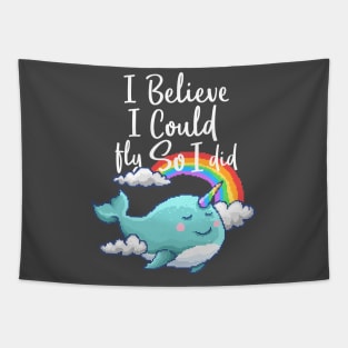 Whale Unicorn Narwhal Retro 8 Bit 80's 90's Attire Tapestry