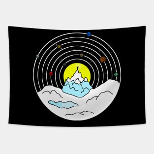 Wizard on the Celestial Mountain - Minimalist Space Design Tapestry