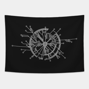 White Futuristic Circle Tapestry