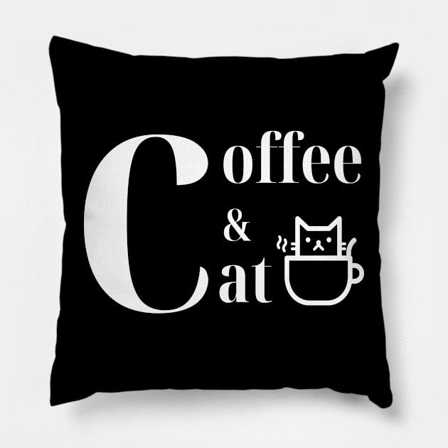 Coffee and cat Pillow by coffeewithkitty