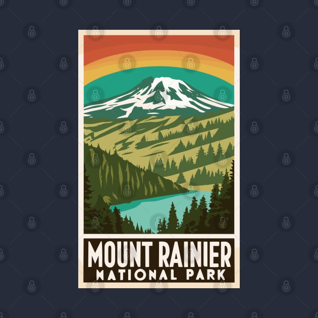 A Vintage Travel Art of the Mount Rainier National Park - Washington - US by goodoldvintage