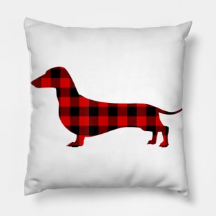 Dachshund Red Buffalo Plaid Christmas Pillow