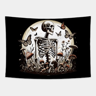 Botany mushroom skeleton and butterflies Tapestry