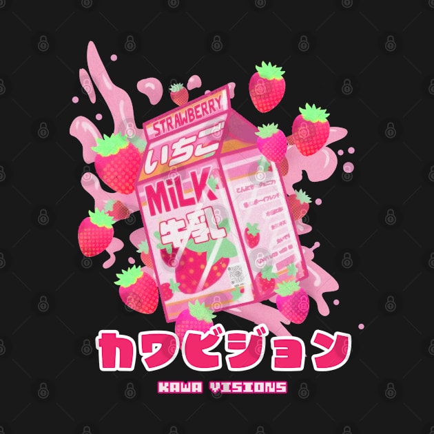 Milk Box Strawberry,T-Shirt Ichigo by Kowhai Art