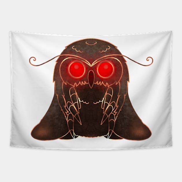 Ruby and Gold Mothman Tapestry by Meowlentine