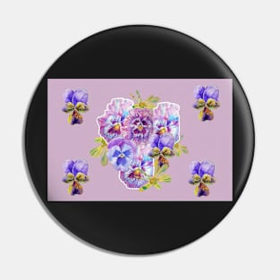 Shabby Chic Purple Pansy floral Pattern Pin