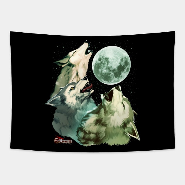 Red Horizon - 3 Power Moon Tapestry by JascoGames