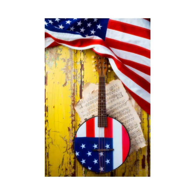American Banjo With American Flag by photogarry