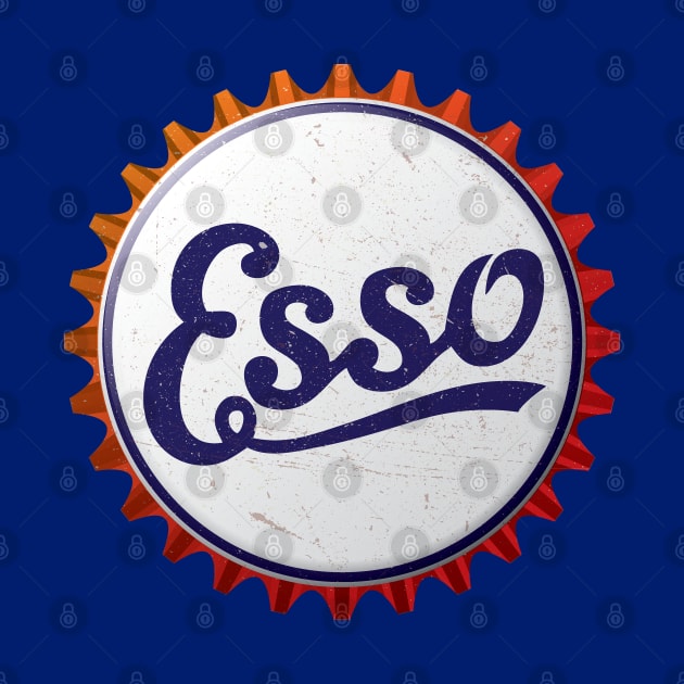 Esso Gasoline Bottle Cap Retro T-Shirt by funkymonkeytees