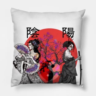 Geisha Girls Yin And Yang Pillow
