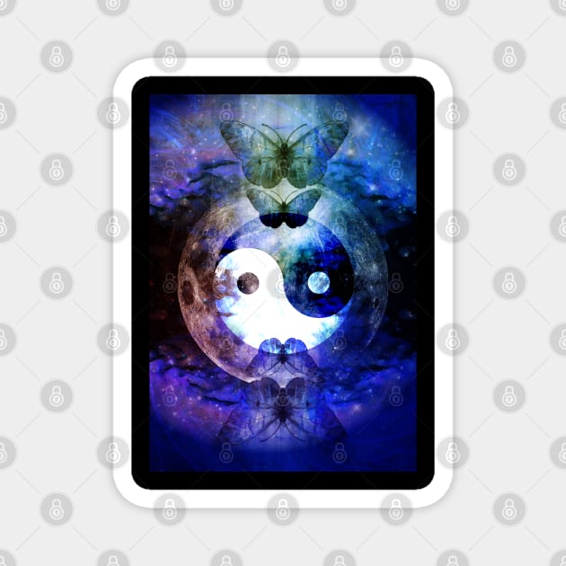 Sister Moon , Butterflies, Moon I Ching Magnet by Dream and Design