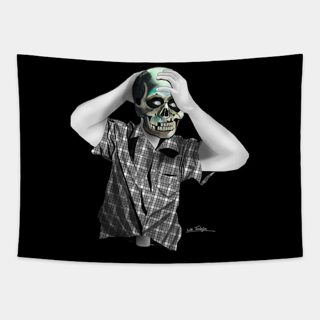 Skull Mask - colour splash Tapestry by lucafon18