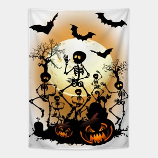 Skeletons Macabre Halloween Dance Tapestry