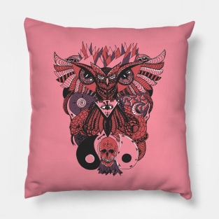 Ambrose Wise Owl And Ageless Skull Pillow