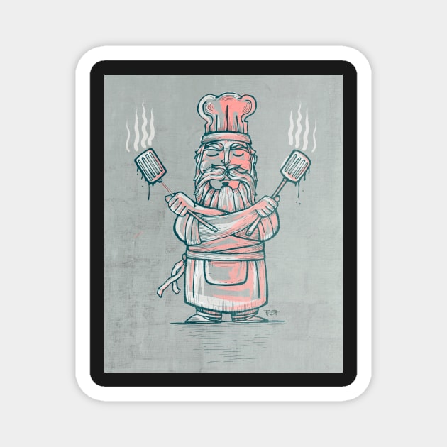 Big bad chef illustration Magnet by bernardojbp