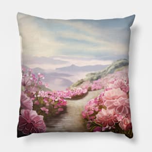 Pink Flower Hills Pillow