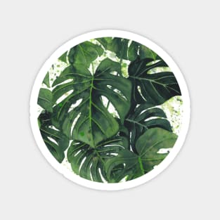 Abstract Monstera Leaves Painting 2 Magnet