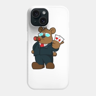 Bear at Poker with Cards Phone Case