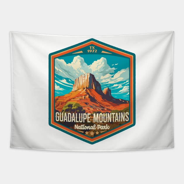 Guadalupe Mountains National Park Vintage WPA Style National Parks Art Tapestry by GIANTSTEPDESIGN