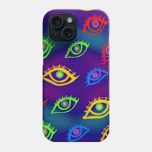 Fun Colorful Neon Psychedelic Trippy Eyes Pattern Phone Case