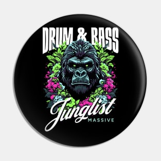 DRUM AND BASS - Junglist  Gorilla Massive (white/green/pink) Pin