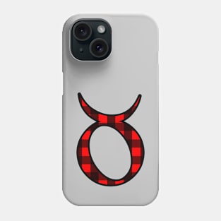 Taurus Zodiac Horoscope Symbol in Black and Red Buffalo Plaid Phone Case