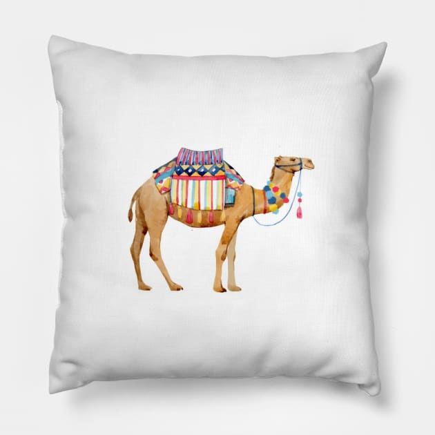 Arabic Desert Calmel Pillow by Hand-drawn