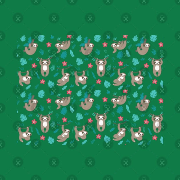 Cute Sloth Pattern - Green by Happy Hour Vibe