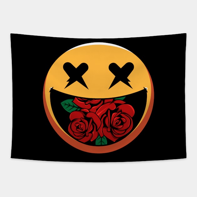 Smile with a rose Tapestry by White Name