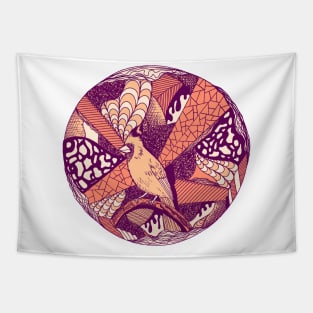 Peach Circle of The Northern Cardinal Tapestry