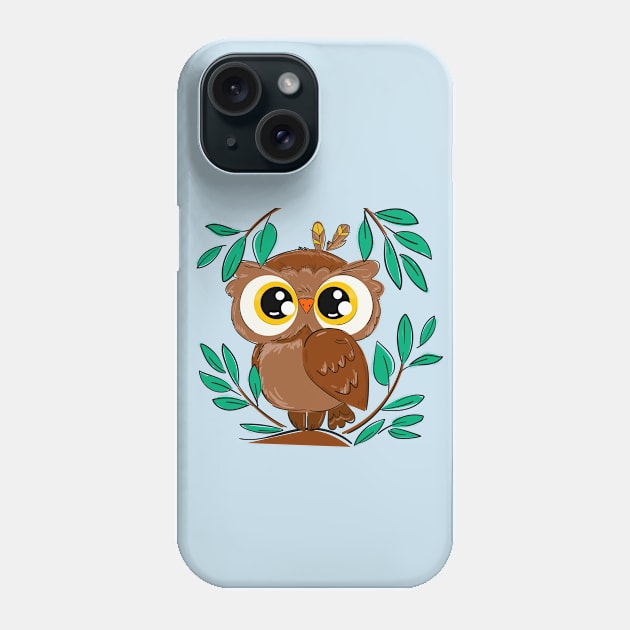 Owl cute foliage Phone Case by Mako Design 