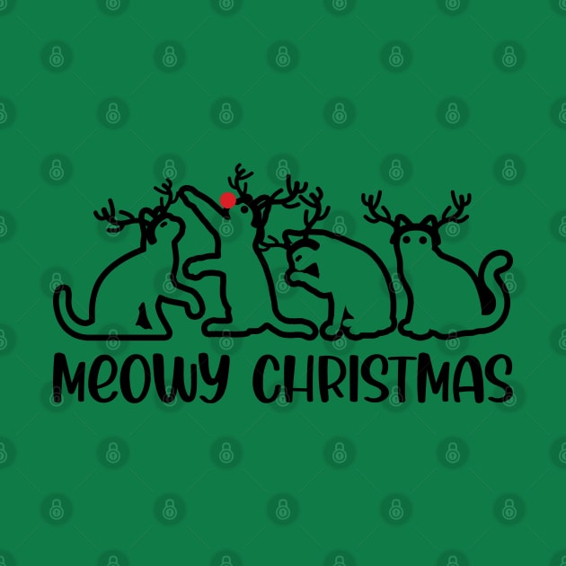 Meowy Christmas, Cute Kitty Cats Antlers, Funny Cat Lover, Christmas Gift For Men, Women & Kids by Art Like Wow Designs