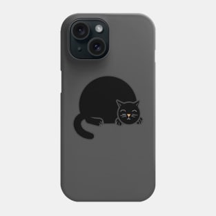 Sleeping Chubby Kitty - Black Phone Case